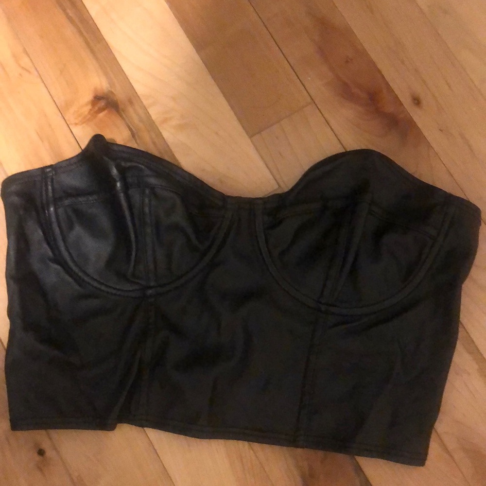 Faux leather crop top